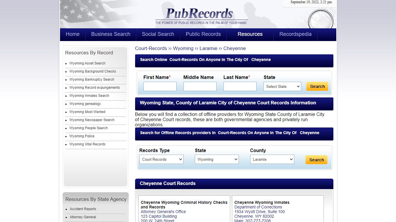 Cheyenne, Laramie County, Wyoming Court Records